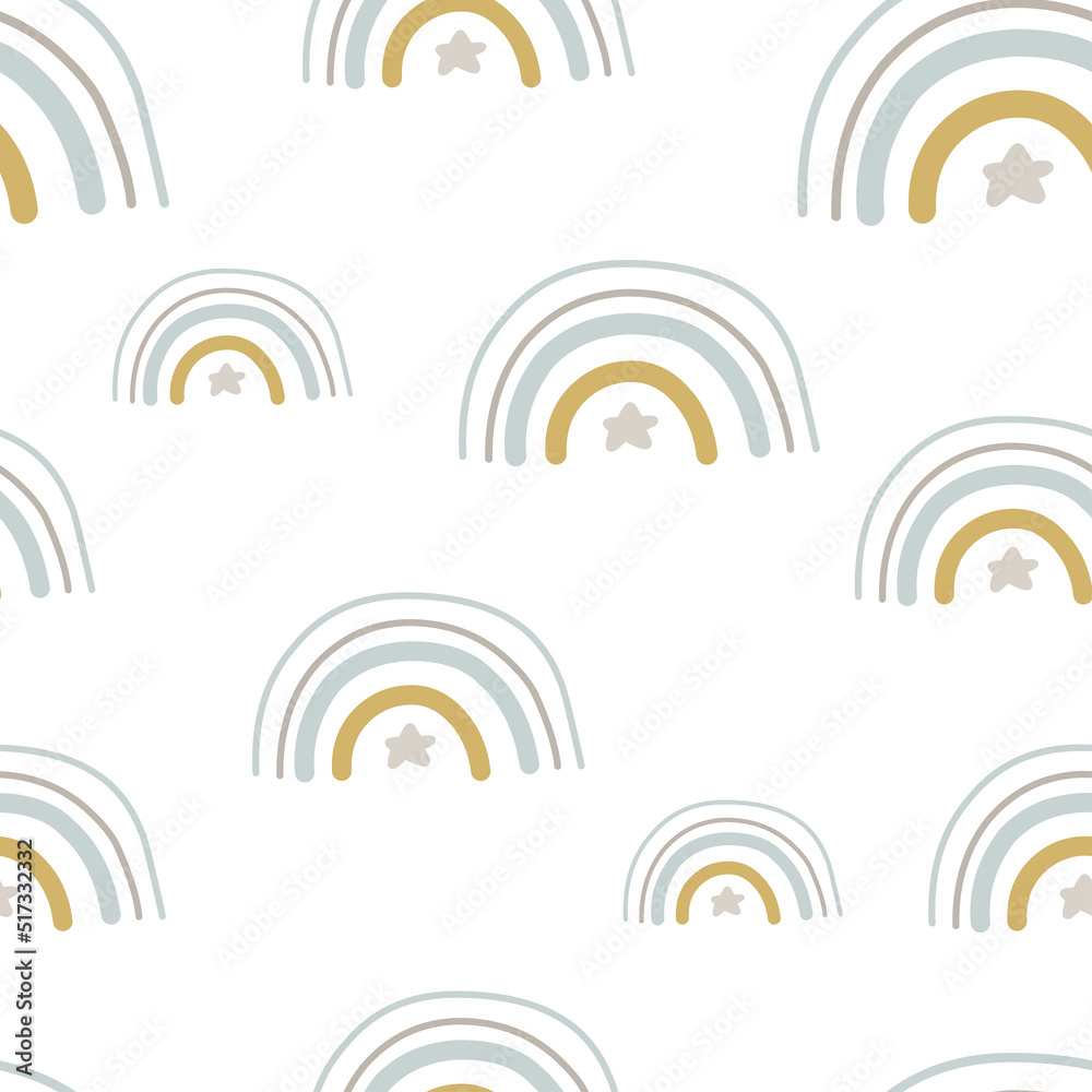 Seamless pattern with cute rainbows scandinavian style, pastel Seamless pattern with cute rainbows scandinavian style, pastel