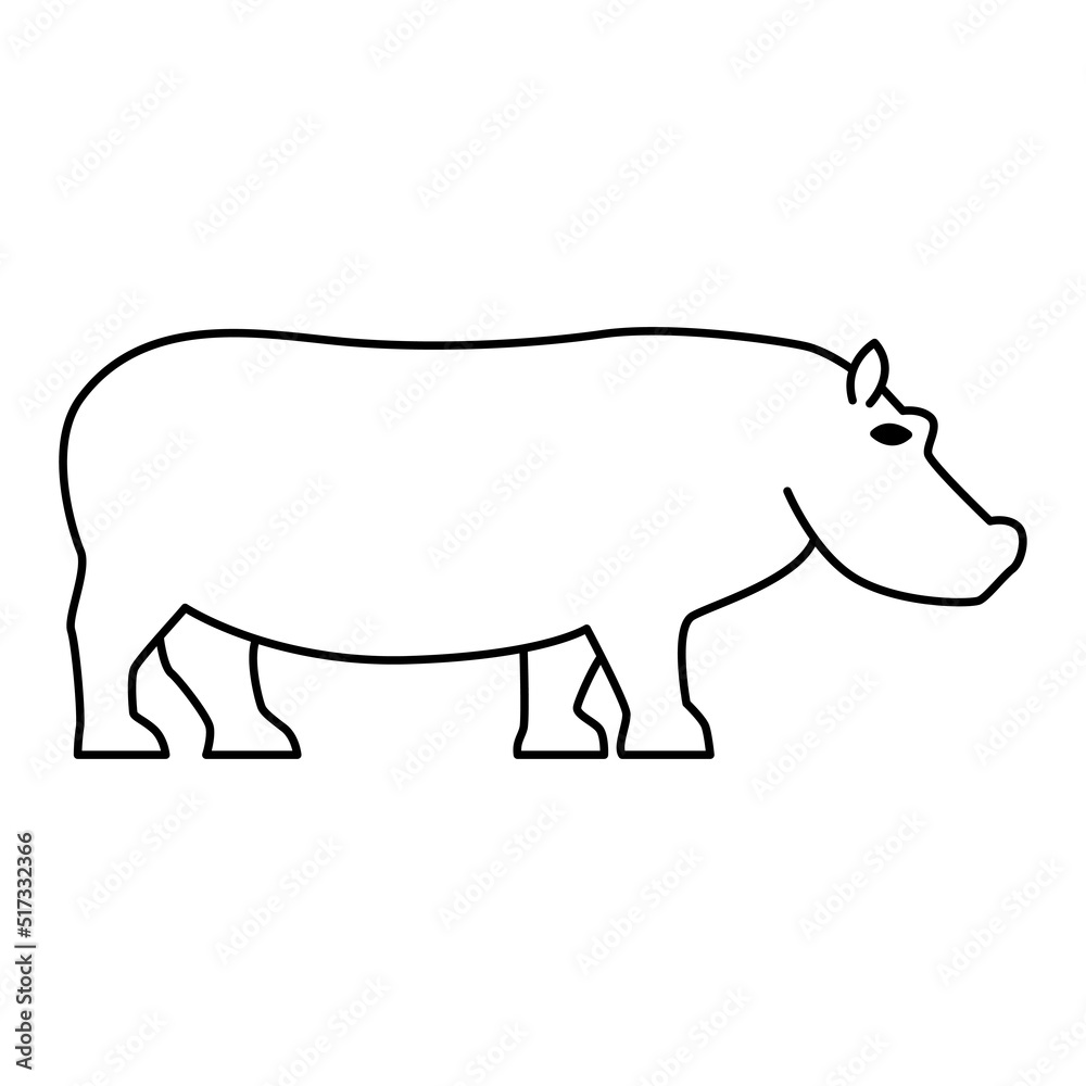 Hippopotamus Icon Vector Design Template.