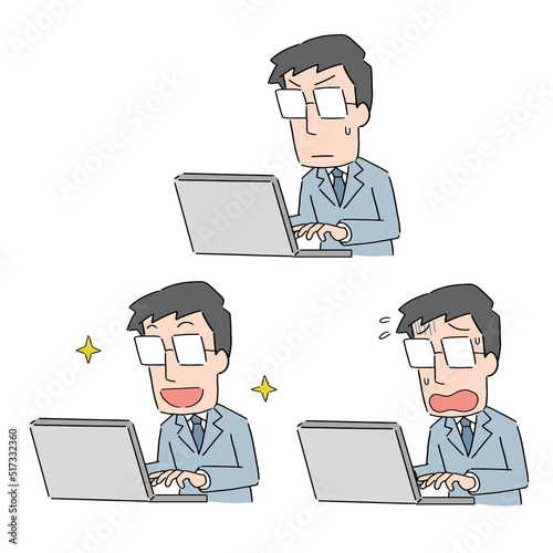 デスクワークをする会社員男性