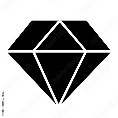 Diamond icon, full black. Suitable for website, content design, poster, banner, or video editing needs