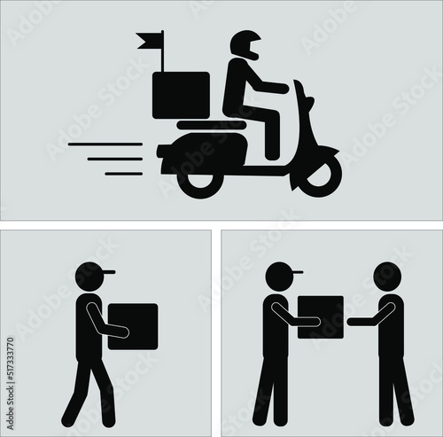 A man is riding a scooter. Delivery icon.delivery bike icon illustration. Delivery man.