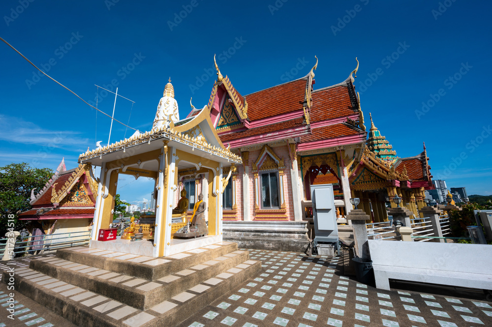 Si Racha District, Thailand, June 27, 2022. Wat Ko Loi (Koh Loy Temple) in Ko Loi Island at Si Racha District, Chonburi province Thailand.