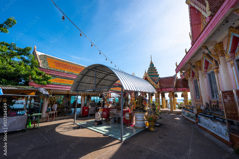 Si Racha District, Thailand, June 27, 2022. Wat Ko Loi (Koh Loy Temple) in Ko Loi Island at Si Racha District, Chonburi province Thailand. Si Racha District, Thailand, June 27, 2022. Wat Ko Loi (Koh Loy Temple) in Ko Loi Island at Si Racha District, Chonburi province Thailand.