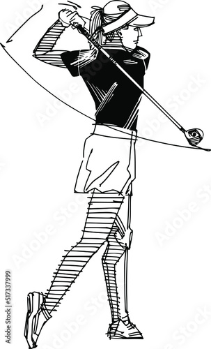 the vector illustration of the golfer in the golf park