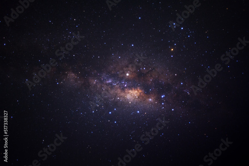 Obraz na płótnie Milky way galaxy with stars and space dust in the universe, Long exposure photograph, with grain. w salonie