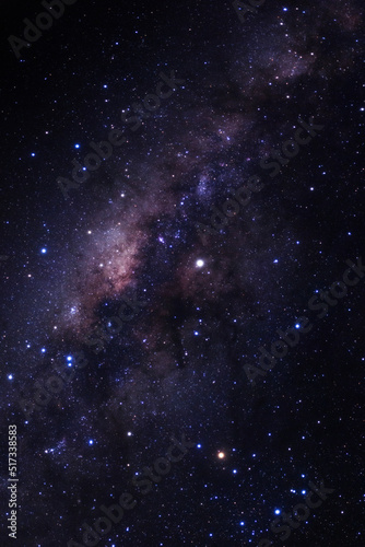 Milky way galaxy with stars and space dust in the universe  Long exposure photograph  with grain.