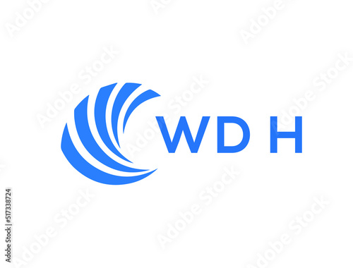 WDH Flat accounting logo design on white background. WDH creative initials Growth graph letter logo concept. WDH business finance logo design. 