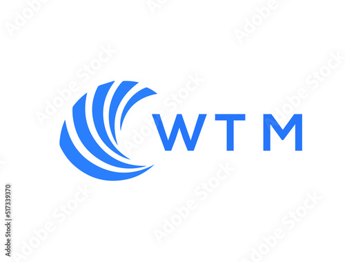 WTM Flat accounting logo design on white background. WTM creative initials Growth graph letter logo concept. WTM business finance logo design.
 photo