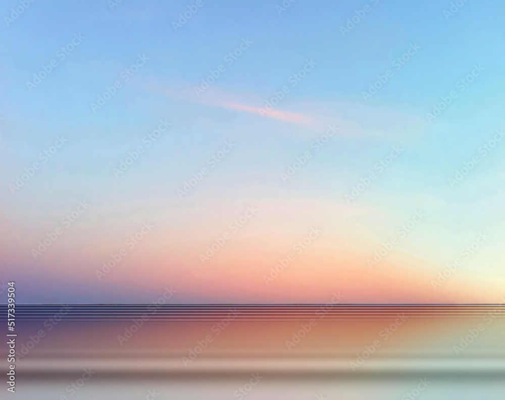 Fototapeta premium sunset blue sky with pink clouds at sea summer beach holiday background template copy space