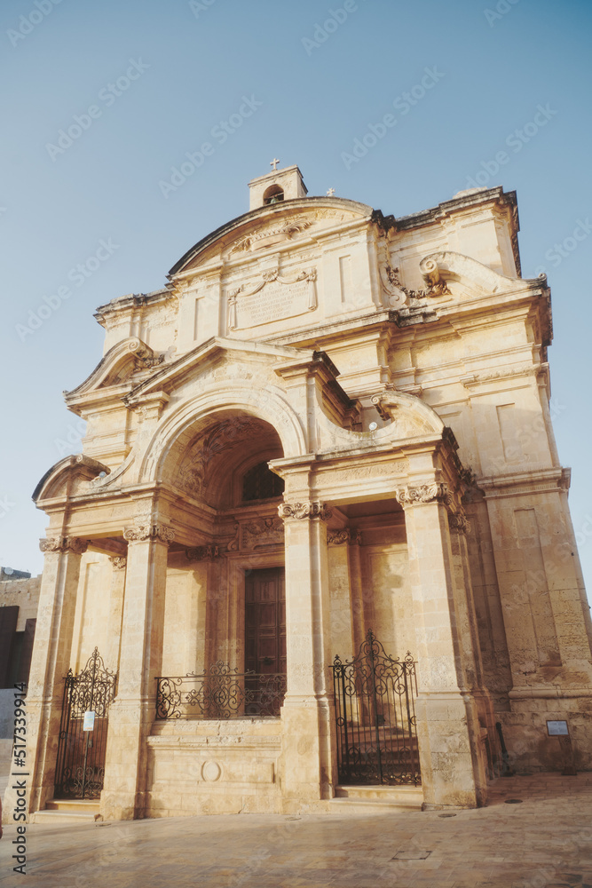 entrance to the church in Valetta Malta