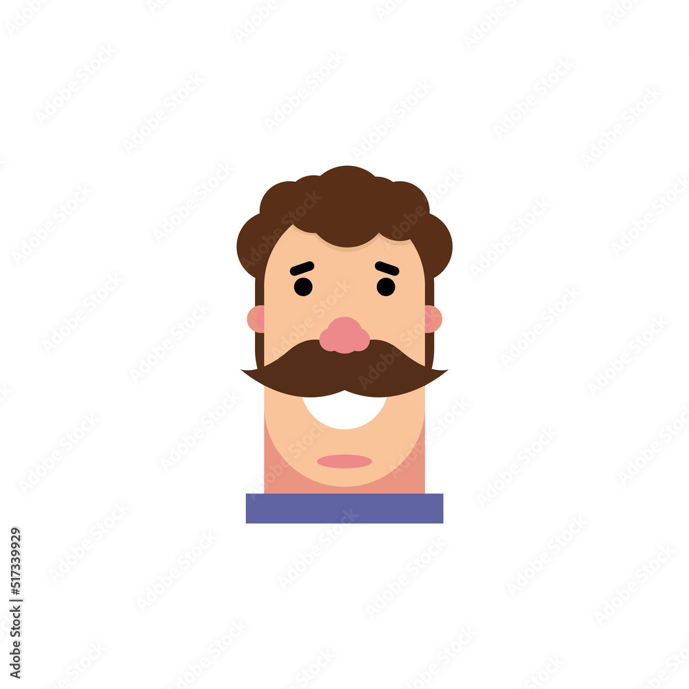 vector illustration of a human face. Male face portrait with beard.