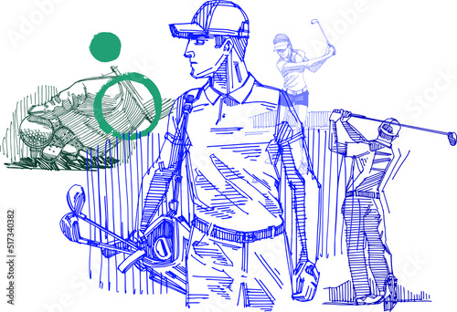 the vector illustration of the golfer in the golf park