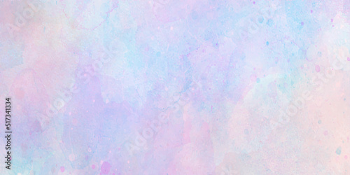 Abstract light blue, pink and purple shades watercolor background. Aquarelle paint paper textured canvas for text design, greeting card, template. Multicolor gradient handmade illustration