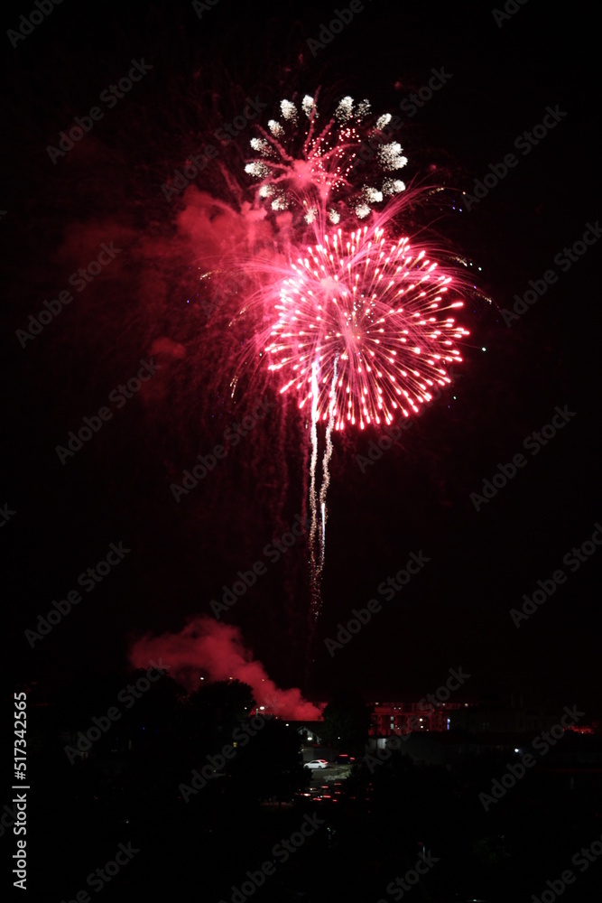 Fireworks over Knoxville, TN to celebrate fourth of July in 2022. Many