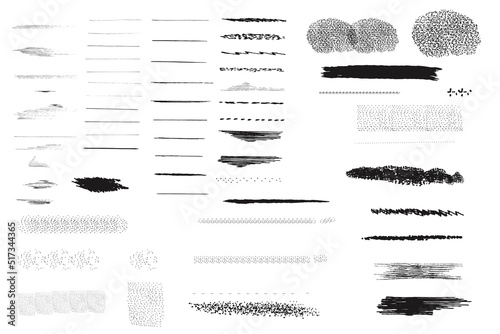 Collection of vector grunge brush strokes isolated on white
