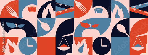 Dietary food seamless pattern for weight loss