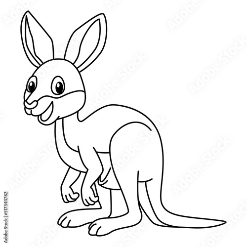Cute kangaroo cartoon coloring page illustration vector. For kids coloring book.