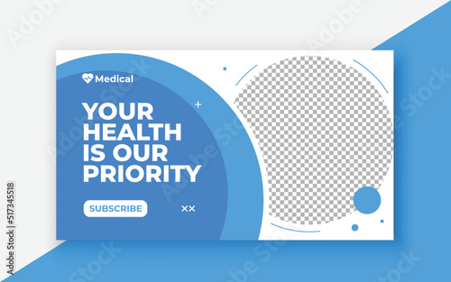 Medical healthcare youtube thumbnail and web banner template.Editable video thumbnail template