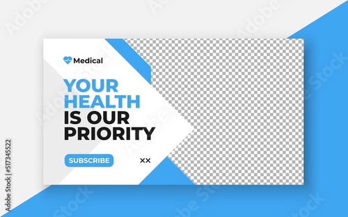 Medical healthcare youtube thumbnail and web banner template.Editable video thumbnail template