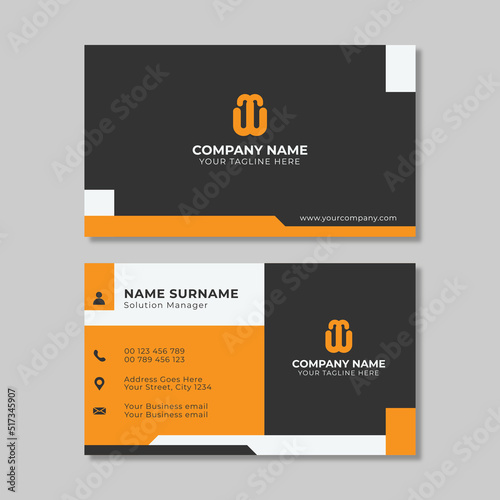 Modern simple orange and black business card template