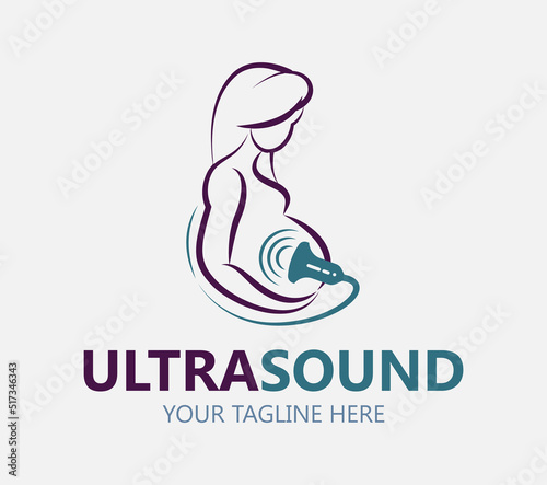 Ultrasound diagnostics logo. Medical research, gynecology clinic, polyclinics, obstetrics and hospitals, vector design and illustration. 