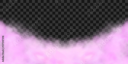 Pink cloudiness. Smoke, fog or gas clouds. Vector illustration isolated on transparent background.