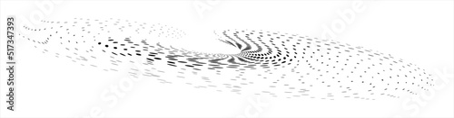 Polka dot vector halftone swirl with a small plume, low angle view.