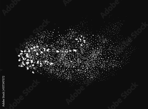A scattering of crystals of sugar or salt. Realistic vector illustration isolated on transparent background.