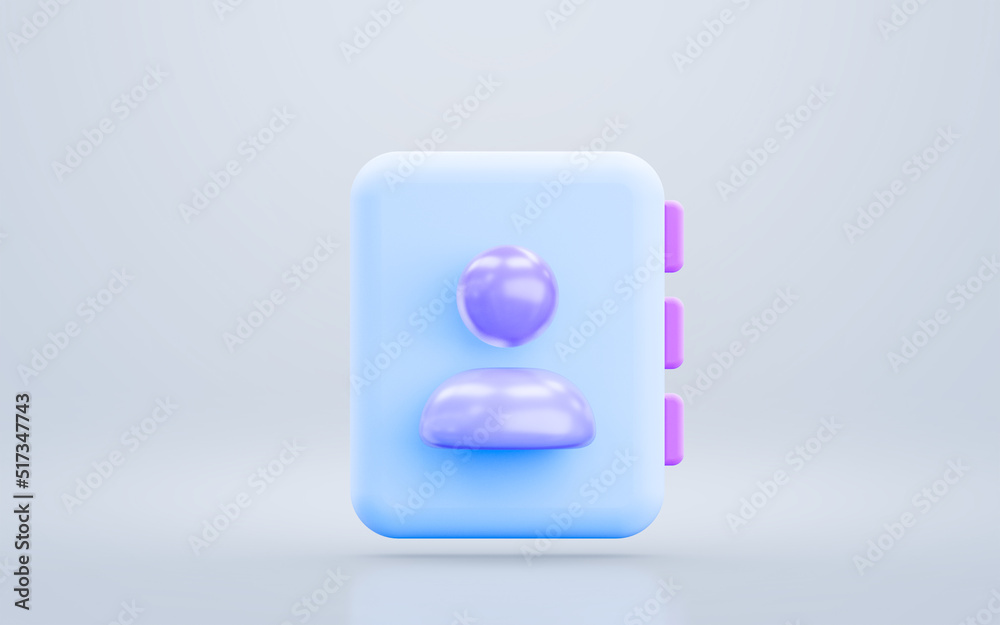 user contact book sing minimalistic look on white background 3d render concept for number address user contact book sing minimalistic look on white background 3d render concept for number address