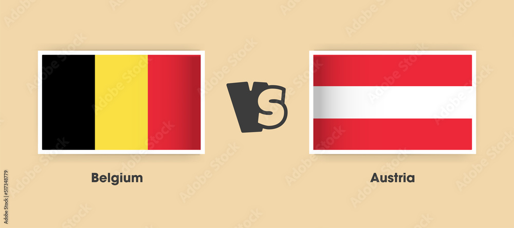 Belgium vs Austria flags placed side by side. Creative stylish national flags of Belgium and Austria with background Belgium vs Austria flags placed side by side. Creative stylish national flags of Belgium and Austria with background