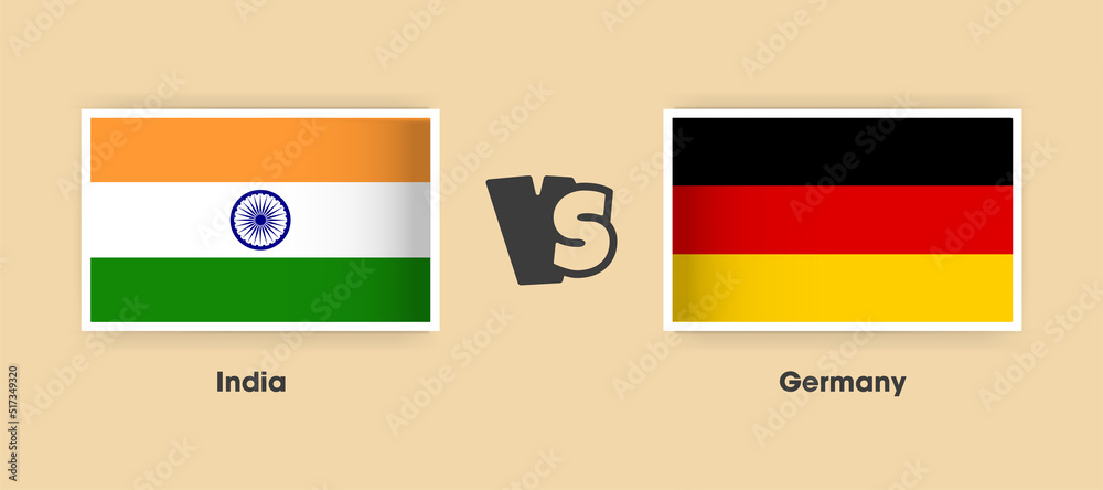India vs Germany flags placed side by side. Creative stylish national flags of india and Germany with background