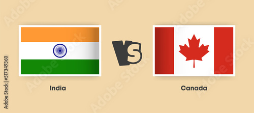 India vs Canada flags placed side by side. Creative stylish national flags of india and Canada with background