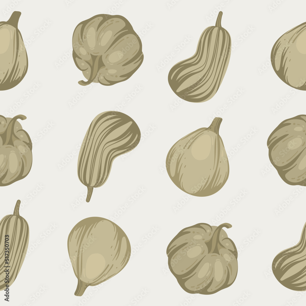 Vector seamless pattern with pumpkins. Fall and halloween decoration. Hand draw vector cartoon. Vector seamless pattern with pumpkins. Fall and halloween decoration. Hand draw vector cartoon.