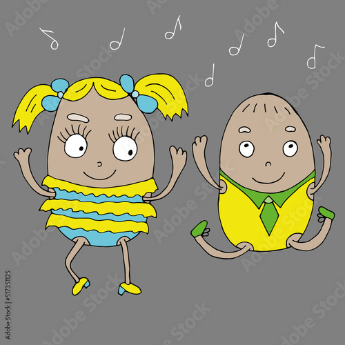 Love monsters. Monsters boy and girl. Valentine s Day. Vector monsters. Isolated on a gray background. Coloring for children and adults. Cartoon