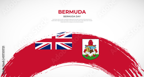 Abstract brush flag of Bermuda in rounded brush stroke effect vector illustration