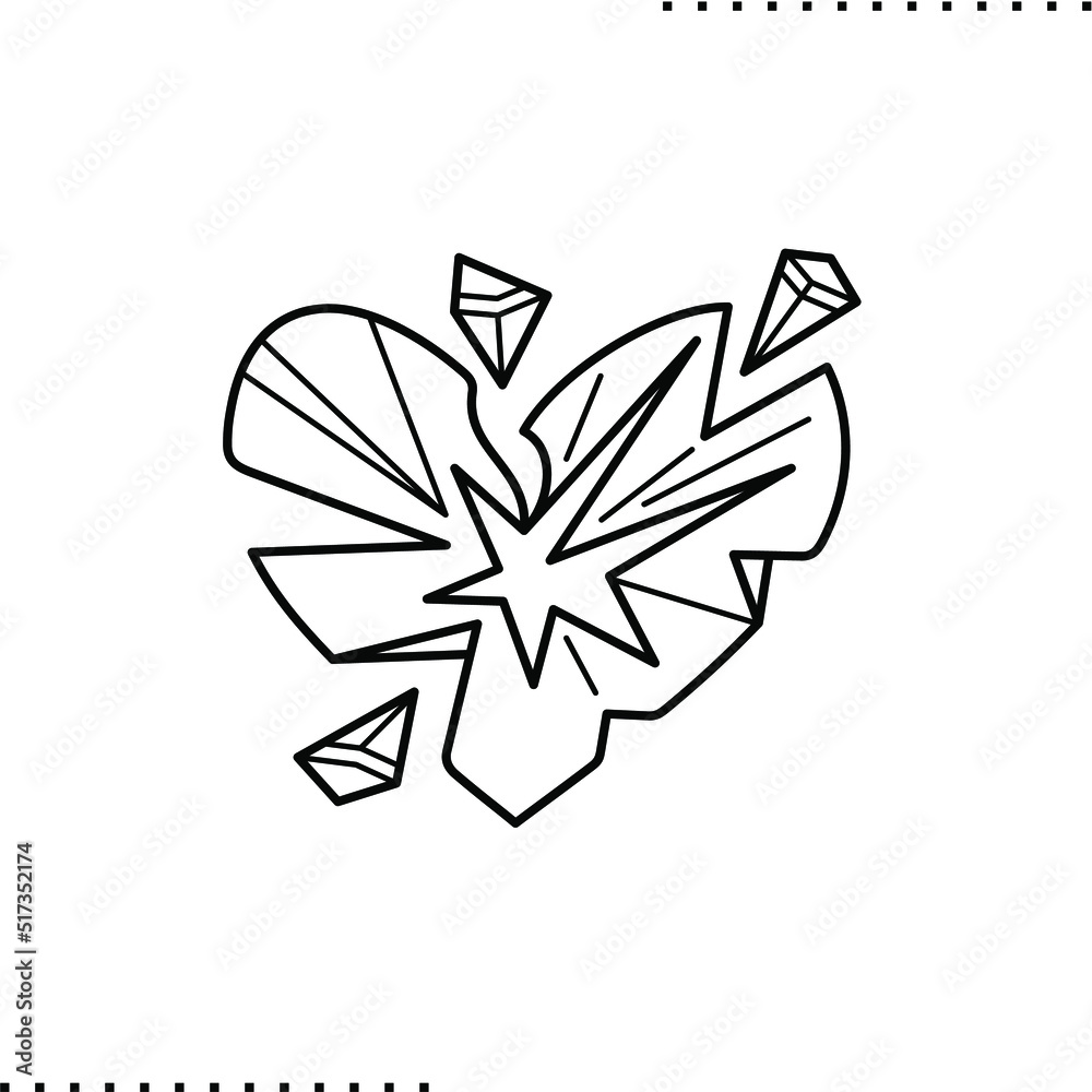 Obraz premium broken heart vector isolated on white