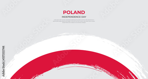 Abstract brush flag of Poland in rounded brush stroke effect vector illustration