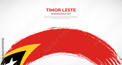 Abstract brush flag of Timor Leste in rounded brush stroke effect vector illustration
