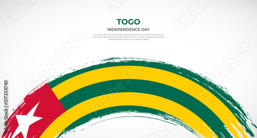 Abstract brush flag of Togo in rounded brush stroke effect vector illustration
