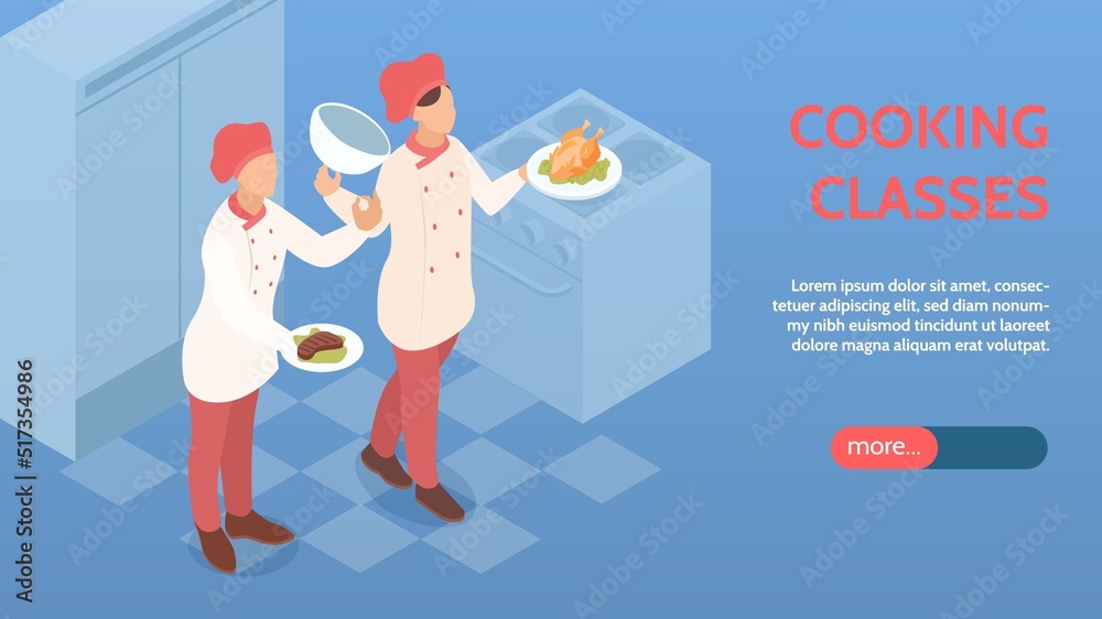 Cooking Isometric Horizontal Baner Cooking Isometric Horizontal Baner