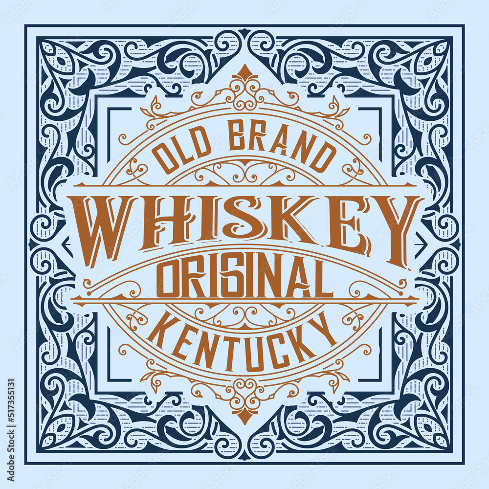 Whiskey label with old frames Whiskey label with old frames