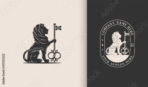 Lion logo carrying a key with simple details