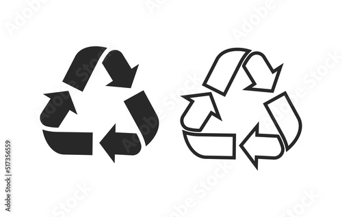 Recycle vector triangle arrow cycle icon. eco waste bin, organic package reuse or bio recycle arrows symbol