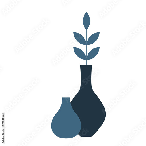 Vase Plant Branch Leaf Handpainted Domestic Houseplant Pot Decor Graphic Boho Poster Element Icon Pattern Background