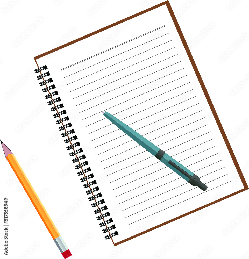 blank notebook with pen and pencil on white background, business concept. blank notebook with pen and pencil on white background, business concept.