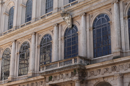 Palazzo Barberini Facade Close Up with Windows and Balcony in Rome, Italy
