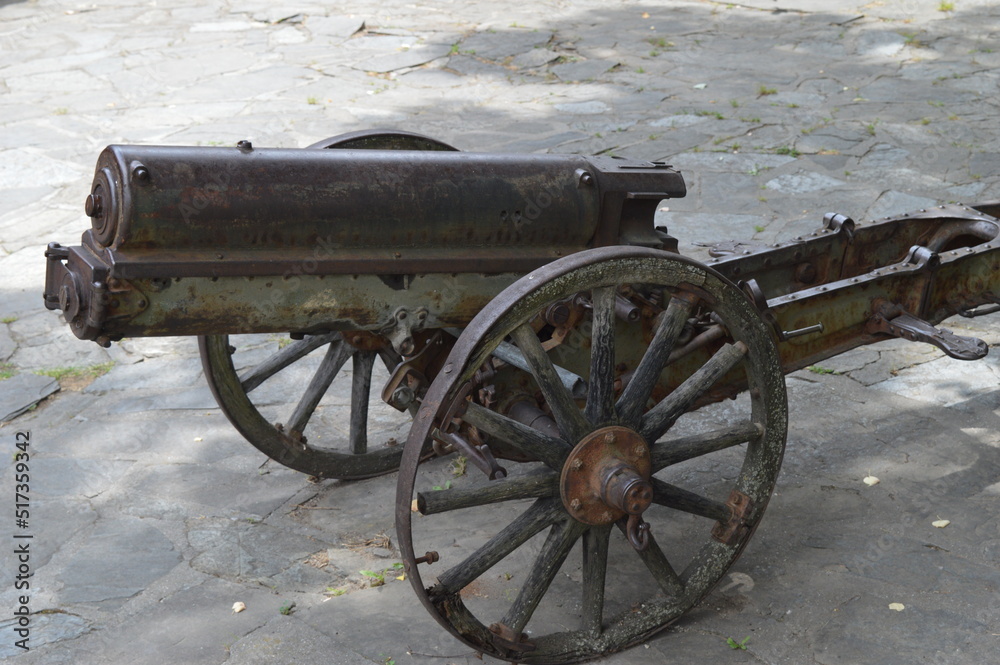 Austro-Hungarian weapons from the First World War, mountain gun of 75 mm caliber on display in the courtyard of the National Museum in Kragujevac.