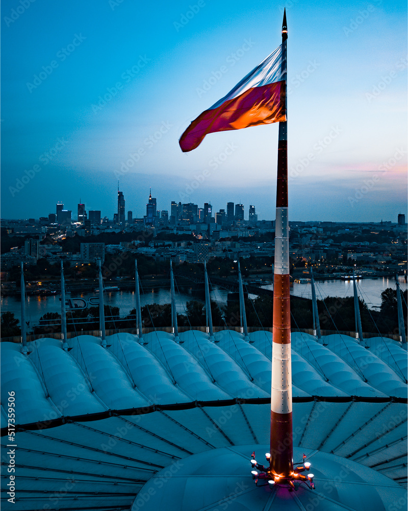 Warszawa Panorama ze Stadionu Narodowego - obrazy, fototapety, plakaty 