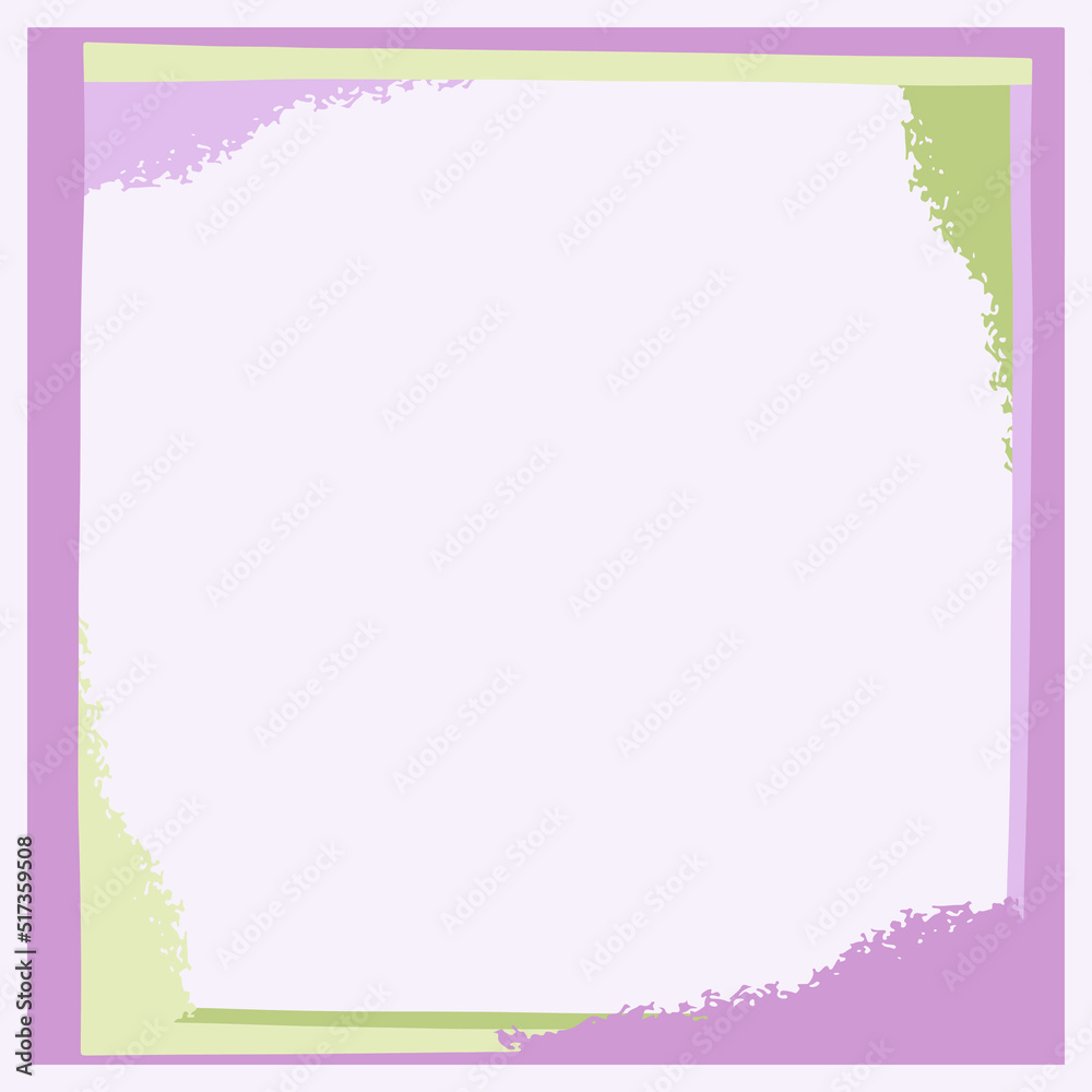 Abstract frame background in lilac and green colors. Vector illustration for the design of the instagram feed, social networks, postcards, banners, posters, wedding invitations