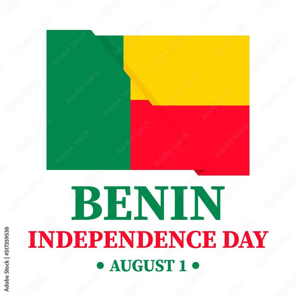 Benin Independence Day typography poster. National holiday on August 1. Vector template for banner, flyer, sticker, greeting card, etc Benin Independence Day typography poster. National holiday on August 1. Vector template for banner, flyer, sticker, greeting card, etc